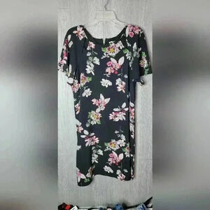 Julian Taylor dress black with floral pattern size 16